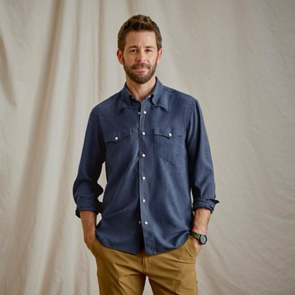 Tech Chambray Long-Sleeve Western Shirt